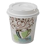 Dixie PerfecTouch Paper Hot Cups and Lids Combo, 10 oz, Multicolor, 50 Cups/Lids/Pack