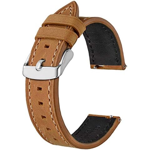 BISONSTRAP Leather Watch Straps, Quick Release Replacement Band for Men and Women-22mm,Tan Cover
