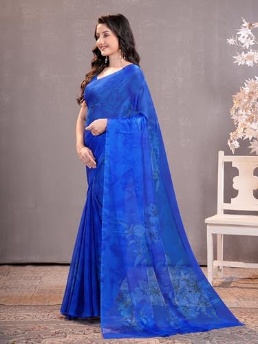 Image of Garden Vareli Floral Print Chiffon Saree