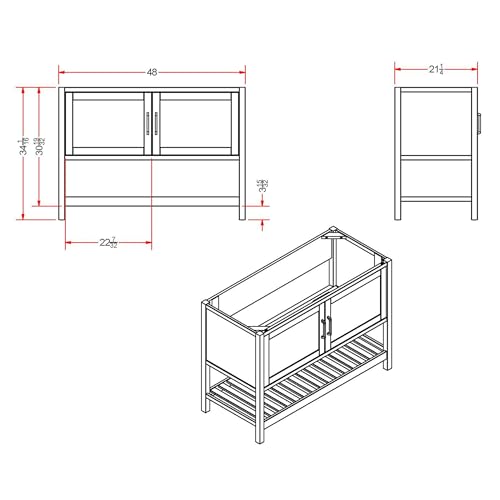 Image of Alaterre Furniture Bennet Bathroom Vanity Cabinet with Soft-Close Shaker Doors and Open Shelf - 48-Inch Freestanding Bathroom Vanity Without Sink - Wood Bathroom Sink Base Cabinet (Gray)