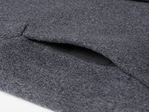 Image of chouyatou Men's Mid-Length Single Breasted Wool Blend Top Coat (Large, Notch-Grey)