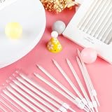 BOBOZHONG 24 białe świece urodzinowe z uchwytami – cienkie, długie świece do ciast z wosku, na tort, przyjęcie urodzinowe, baby shower, imprezę dla dziewczynek i świąteczną dekorację tortu