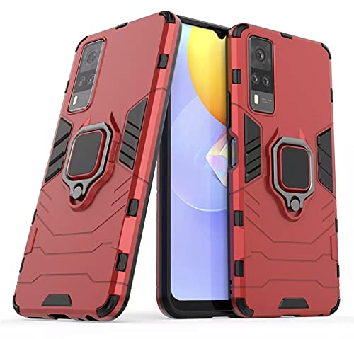 Cascov Vivo Y51A Defender Case | Rotating Ring Holder & Kickstand in-Built | Military Grade Armor | TPU, PC Bumper Back Cover for Vivo Y51A (Red) (B09N9W3PWT) Amazon Price History, Amazon Price Tracker