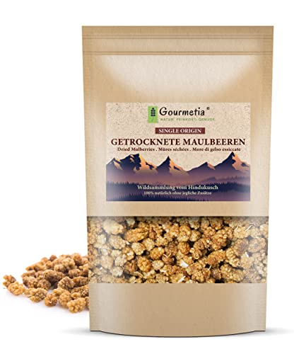 Gourmetia Maulbeeren getrocknet, 900g Maulbeeren aus Wildsammlung vom Hindukusch - ungezuckert und ungeschwefelt Cover