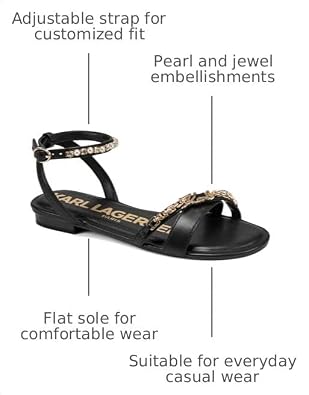 KARL LAGERFELD womens Christiano Strappy Flat Sandal
