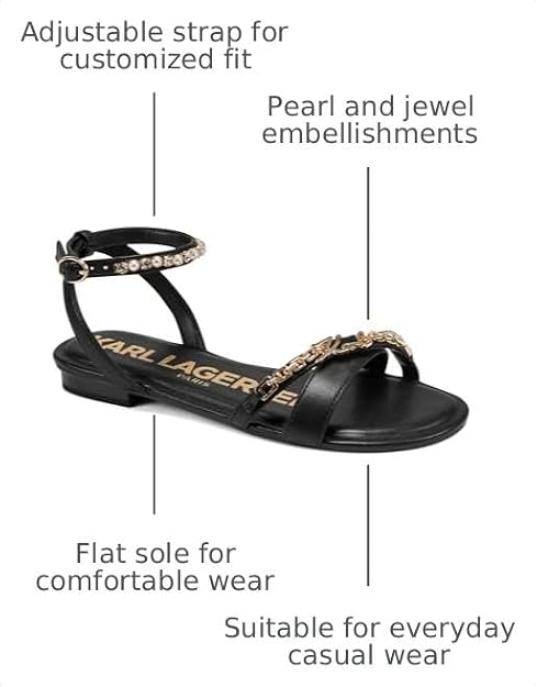 KARL LAGERFELD womens Christiano Strappy Flat Sandal