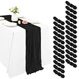 25 caminos de mesa de gasa negra de 13 pies, decoración de mesa