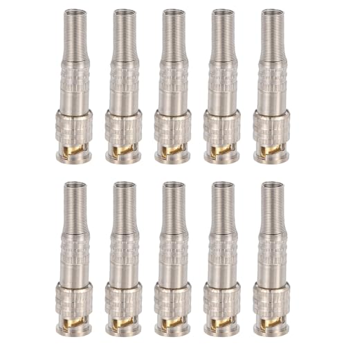 QUARKZMAN 10Pcs Conectores Coaxiales BNC Macho, Terminales Coaxiales RG59 RG6 Para Soldar Chapados En Oro Adaptador De Latón De 6mm Para Cables De Sistema De Cámaras De Monitoreo