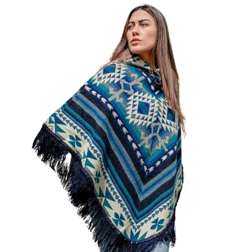 Ponchos for Women, Alpaca Wool, Ponchos Adult, Poncho Sweater Women, Womens Poncho, Blue shawls and wraps