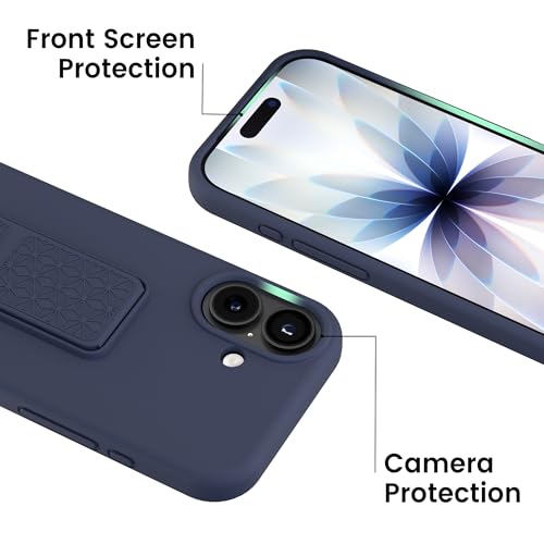 LAUDTEC Silicone Kickstand Case Compatible with iPhone 17, Vertical and Horizontal Stand Hand Strap Metal Kickstand Cover, Flexible Soft Liquid Silicone Stand Case for iPhone 17 (Blue) by LT LAUDTEC - Image 4