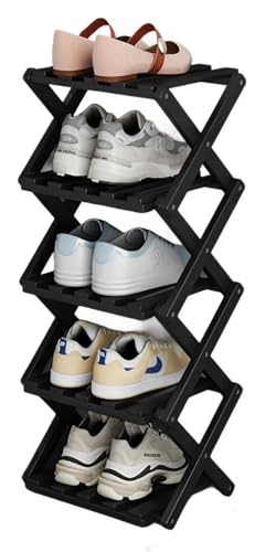 Étagère à chaussures pliable en bambou meuble de rangement vertical multicouche