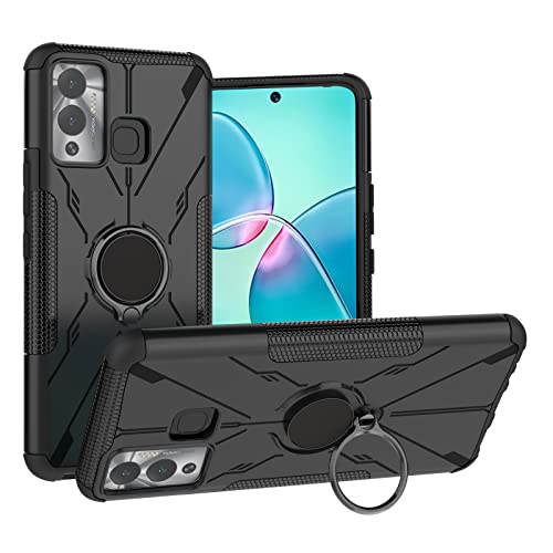 FTRONGRT Funda para Infinix Hot 12 Play, Doble Protección TPU + PC, con Marco de Soporte, Estuche Resistente para Infinix Hot 12 Play. -Negro Cover