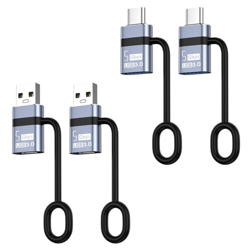Leizhan Set 4 Adattatori Da Type-C A USB 3.0, Cavo Estensione Dati, Compatibile MacBook, Samsung, Huawei