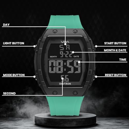 Image of V2A Digitron 2209 Tonneau Design Digital Sports Watch for Men & Boys | Alarm, Stopwatch, 12 /24H | 3 ATM Water Resistant | Luminous Display | | Sports, Fitness, Outdoor & Training| Gifts for Men & Boys