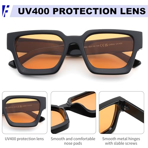 Image of FEISEDY Retro 90s Chunky Square Sunglasses for Women Men B2385