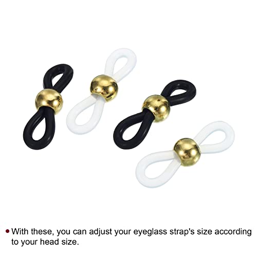 Image of PATIKIL Eyeglass Chain Connector Retainer, 20 Pack Adjustable Anti Slip Silicone Rubber Strap Holder Chain End Loop Bead Style for Women Men Sunglasses, Gold