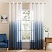 MIULEE Gradientowe kolorowe przezroczyste zasłony przelotkowe, zasłona okienna, półwoal, zasłony z oczkami, eleganckie, nowoczesne dekoracje okienne do salonu, ogrodu, 2 panele, 140 cm szer. x 244 cm dł., morskie