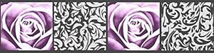 A.S. Création Papierbordüre Blumen Schwarz Lila 1 Rolle