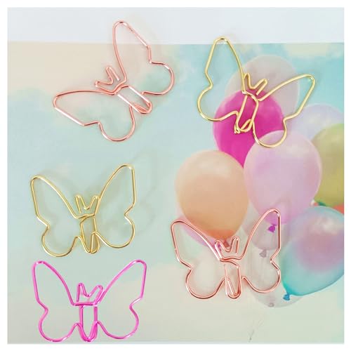 Upquzzfy Cute Paper Clips, Butterfly Paperclips, Smooth Metal Paper Clips for File Organization or Decoration - Perfect for Home, Office, School.（80 Pcs/Box, Pink, Gold, Rose Gold
