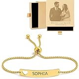 Custom Bar Bracelet for Women Personalised Bracelet Gold – Engraved Personalised Jewellery Gift for Her, Mum, Wife or Daughter – Great for Birthday, Valentine’s, Christmas, 18th, 20th, 25st, 30th