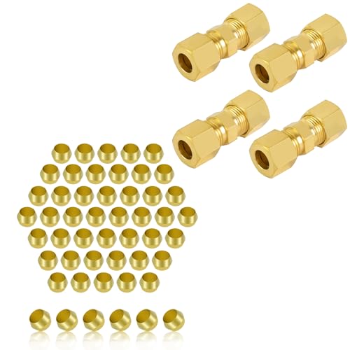 4 Pcs 5/16" Compression Tube Fitting and 50 PCS Compression Fitting Ferrules