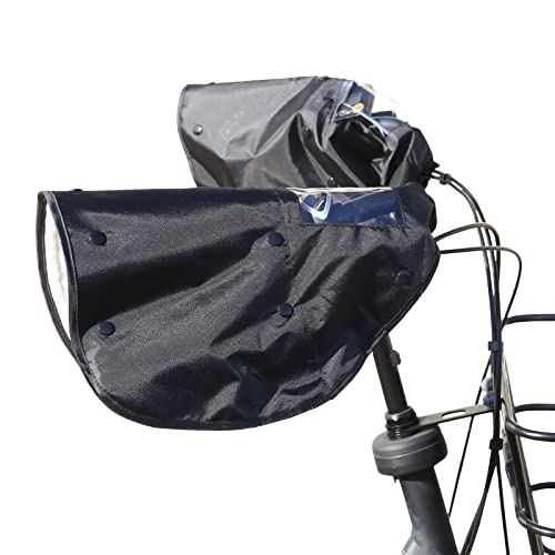 aile ハンドルカバー 電動アシスト 自転車 ママチャリ 寒さ対策 UVカット ボア 雨 (ブラック)