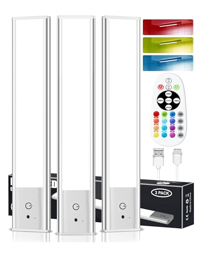 Kasanfe 79-LED Under Cabinet Lighting, RGB & 1500mAh Rechargeable Under Cabinet Lights, LED Closet Lights Remote, Under Counter Lights for Kitchen Pantry Bedroom, 15 Colors(3 Packs)