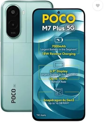 POCO M7 Plus 5G, Aqua Blue (4GB, 128GB)