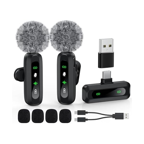 USB C Lavalier Microphone Wireless Mini Mic for Type-C Android Phone/Tablet/PC Video Recording Clip-on Mics with Rotatable Clip&Denoise Recording, Ideal for Vlog Tiktok Youtube Podcast Content Creator