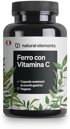 Integratore Ferro 20 mg (da bisglicinato ferroso) per capsula – con 42 mg di vitamina C naturale – vegano, insapore – 180 capsule – materia prima pregiata: FerrochelTM (chelato di ferro) Generico - integratore
