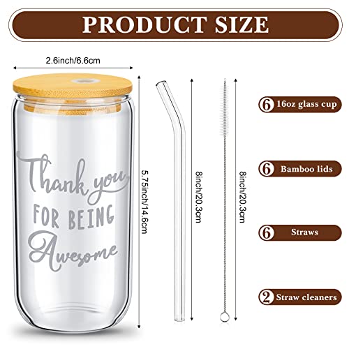 6 Set Team Gifts For Employees Thank You Gifts Teacher Staff Appreciation Gifts 16Oz Can Shaped Beer Glass With Lids Straws Brushes Thank You Cups For Men Women Coworkers Member (Stylish Style) #TOP1