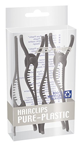 Comair 7000082 - Clip per capelli Pure Plastic, confezione da 4 pezzi, 100% plastica, senza metallo