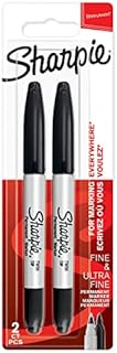 Sharpie Twin Tip Permanent Markers | Fine & Ultra-Fine Points | Black | 2 Count