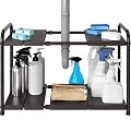 Simple Houseware Under Sink 2 Tier Expandable Shelf Organizer Rack, Bronze (Expand from 15 to 25 inches)