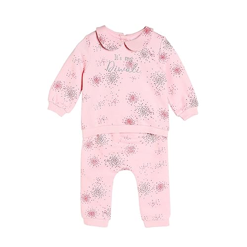 Image of miniklub Baby Round Neck Full Sleeve Full Length Knitted Cotton Clothing Set, Pack of 2 (Light Pink Color)