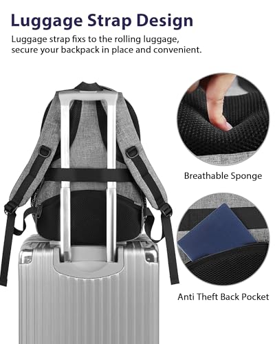 MATEIN Travel Laptop Backpack, 17 Inch Work TSA Approved Carry on Backpack, Large Computer Business Bag for Men Women with USB Port and Trolley Sleeve, College School Rucksack Book Bag の商品画像 2