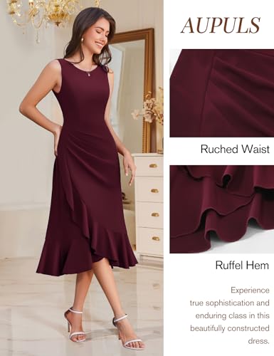 Aupuls Women Long Bodycon Fall Wedding Guest Dresses Ruffle Semi Formal Dress for Homecoming Gowns and Evening Elegant4