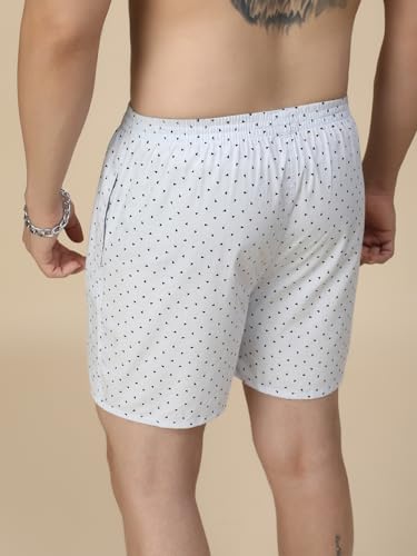 Image of Urban Scottish Men's Pack of 2 Cotton Printed Boxers with Side Pockets