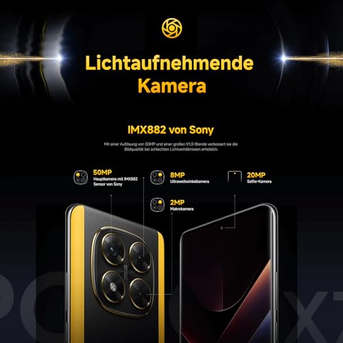 Xiaomi Poco X7 Smartphone, 8+256GB, Schwarz, 50MP Hauptkamera mit OIS, 5110mAh Akku, IP68