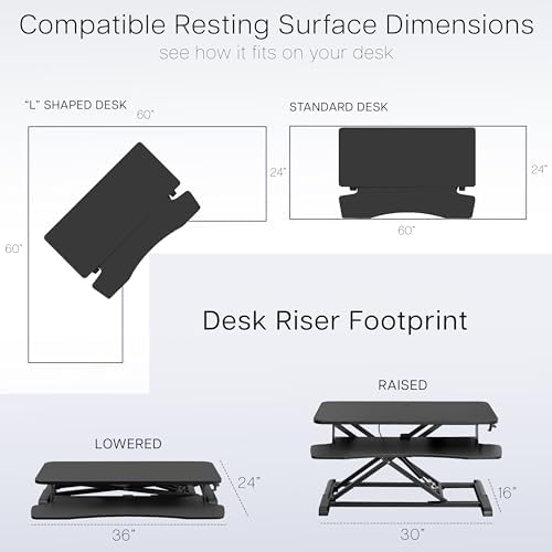VIVO 36 inch Desk Converter, K Series, Height Adjustable Sit to Stand Riser, Dual Monitor and Laptop Workstation with Wide Keyboard Tray, Black, DESK-V036KB — view 5