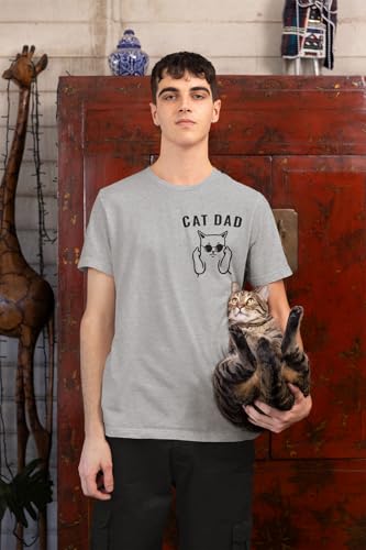 TeeUnion Funny Cat Dad Humor T-Shirt – Hilarious Cat Lover Joke Shirt for Men Light Grey