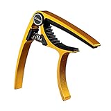 Aluminum Metal Universal Guitar Capo,Guitar Accessories,Guitar Clamp Suitable for Flat Fretboard Electric and Acoustic Guitar - Single-handed Trigger Style Guitar Capo (Gold)