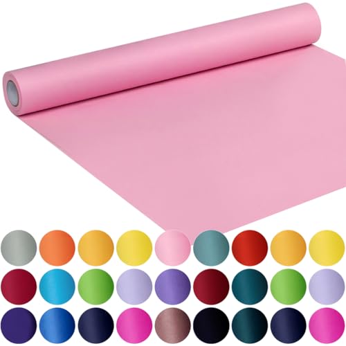 SMART&CASUAL 17.8 x 760 (63) Light Pink Kraft Craft Paper Roll for Gift Wrapping Bulletin Board Bouquet Flower Kids Art Packing Parcel Table Covering 80GSM 55LB (Light Pink 17.8 x 63)