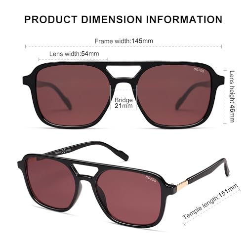 Image of SOJOS Retro Aviator Sunglasses for Women Men,Trendy Rectangle Womens Mens Shades Sun Glasses SJ2202