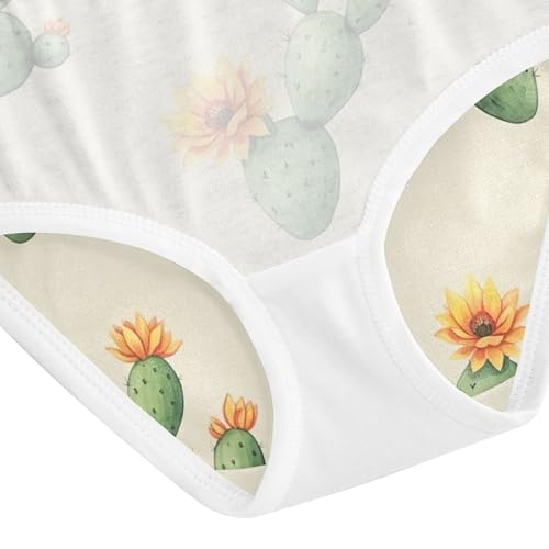 Bright Toddler Underwear Floral 2t Cotton Cute Panties Girl Green Cactus Yellow Flowers Beige Kids Briefs Undies 5