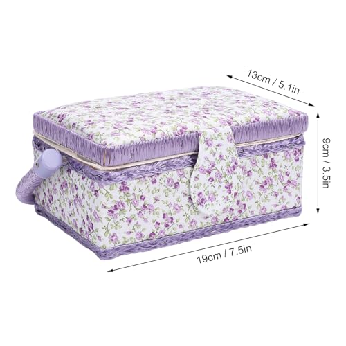 NOENNULL Sewing Basket with Floral Print Design - Sewing Kit Storage Box with Removable Tray, Built In Pin Cushion and Interior Pocket by NOENNULL - Used condition - Image 2