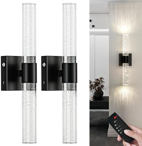 CCYCOL Battery Operated Wireless Wall Sconces Set of Two, Rechargeable ...