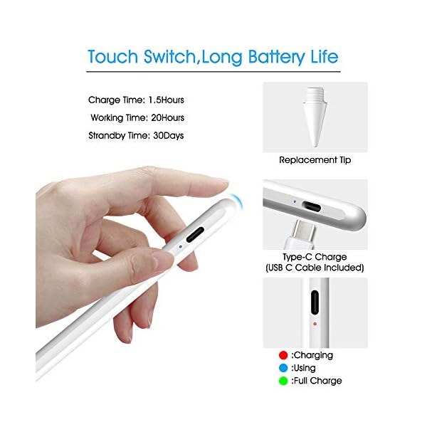 Cisteen Stylus Stift mit Handflächenabweisung & Neigungssensor, Stylus Pencil kompatibel mit Apple iPad 10./9./8./7./6… – Bild 6