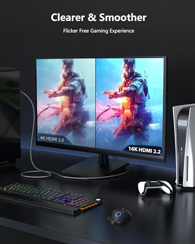 CONMDEX 16K HDMI 2.2 Cable 6.6ft β Designed for Stable High-Bandwidth Connections | 96Gbps Headroom, 8K@120Hz 144Hz / 4K@240Hz, eARC, HDR & VRR | Gaming Console, Graphics Card, TV, Monitor & Soundbar - 3