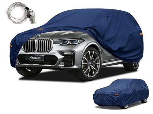 Image of Kaugung Custom Fit SUV Car Cover for BMW X7 (2018-2026), Heavy Duty Waterproof All Weather Outdoor Protection, Breathable Full Exterior Cover with Vent, Rain Sun Snow UV Proof
